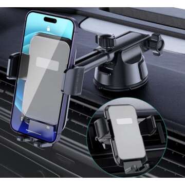 3-in-1 Car Phone Mount for Dashboard Windshield Air Vent