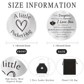 Sureio Pocket Hug Token Long Distance Relationship Keepsake with Keychain