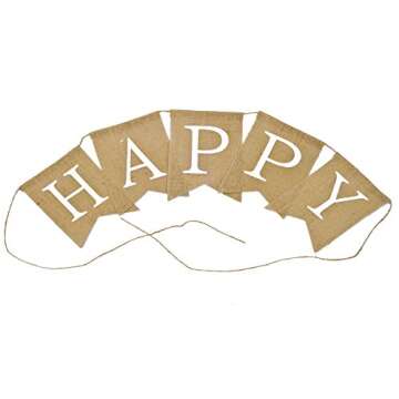 Fecedy Alphabet Happy Birthday Burlap Banner For Birthday Party Decorations (white alphabet)