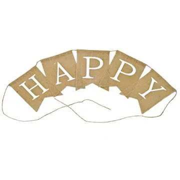 Fecedy Alphabet Happy Birthday Burlap Banner For Birthday Party Decorations (white alphabet)
