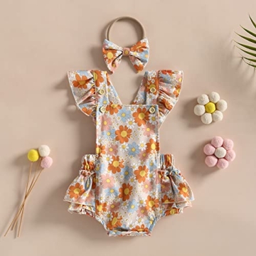 YINGISFITM Toddler Baby Girl Floral Ruffle Romper Set
