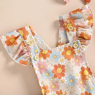 YINGISFITM Toddler Baby Girl Floral Ruffle Romper Set