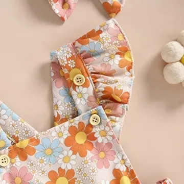 YINGISFITM Toddler Baby Girl Floral Ruffle Romper Set