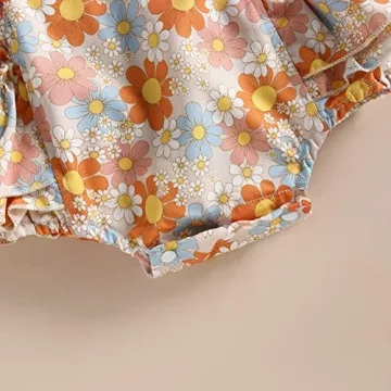 YINGISFITM Toddler Baby Girl Floral Ruffle Romper Set
