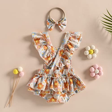 YINGISFITM Toddler Baby Girl Floral Ruffle Romper Set