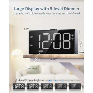 Alarm Clock for Bedroom Heavy Sleepers with LED Display and Snooze Feature