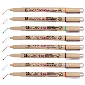 Sakura Pigma Micron Fineliners Pen High Light Soft Head Pen Manga Drawing- Assorted Color 8 Pens (005-Assort Color) -Include Index Tape