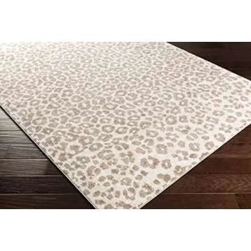 Hauteloom Bonhill Modern Animal Print Area Rug for Living Room, Bedroom, Dining Room - Bohemain Leopard Print Carpet - Tan, Terracota, Brown, Beige, Ivory - 5'3" x 7'3" (5x7)
