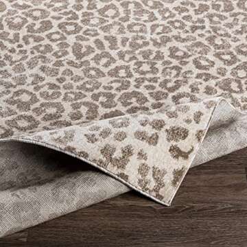 Hauteloom Bonhill Modern Animal Print Area Rug for Living Room, Bedroom, Dining Room - Bohemain Leopard Print Carpet - Tan, Terracota, Brown, Beige, Ivory - 5'3" x 7'3" (5x7)