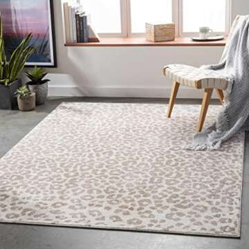 Hauteloom Bonhill Modern Animal Print Area Rug for Living Room, Bedroom, Dining Room - Bohemain Leopard Print Carpet - Tan, Terracota, Brown, Beige, Ivory - 5'3" x 7'3" (5x7)