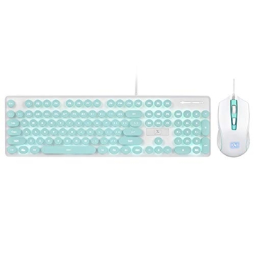 LexonElec Wired Keyboard and Mouse Combo,104 Keys White LED Backlit Punk Keycap Ergonomic Pro Gaming...