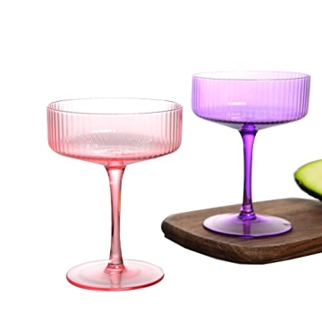Vintage Margarita Glasses Set for Cocktails & Champagne