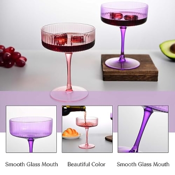 Vintage Margarita Glasses Set for Cocktails & Champagne