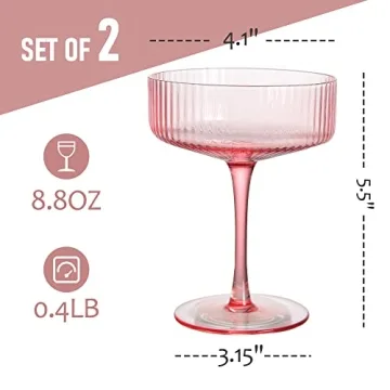 Vintage Margarita Glasses Set for Cocktails & Champagne