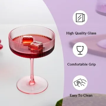 Vintage Margarita Glasses Set for Cocktails & Champagne