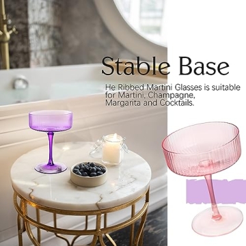 Vintage Margarita Glasses Set for Cocktails & Champagne