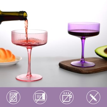 Vintage Margarita Glasses Set for Cocktails & Champagne