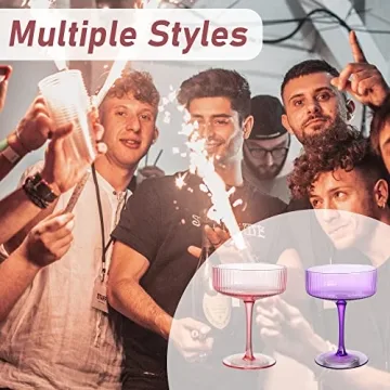 Vintage Margarita Glasses Set for Cocktails & Champagne