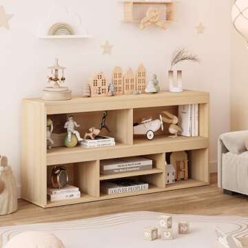 IDEALHOUSE Toy Storage Organizer 6 Cubes Kids Bookshelf Wooden Storage Cabinet Playhouse Shelves Cabinet for Boys Girls Toy Bookcase Playroom, Classroom, Nursery, Kids Room