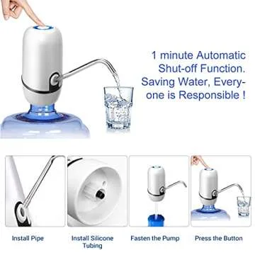 BANGMENG Water Bottle Pump,Electric Drinking Water Pump,USB Rechargeable Portable Water Dispenser,Automatic Shut-Off Water Pump Dispenser for Universal 5 Gallon Bottles