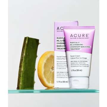 Acure Radically Rejuvenating Bakuchiol Facial Cream - Plant Squalane Retinol Alternative for Overnig...