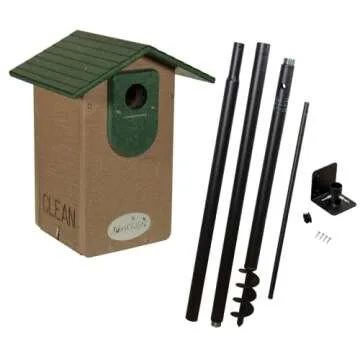 JCs Wildlife Ultimate Eastern and Western Bluebird House with Universal Mounting Pole Kit - Garden B...