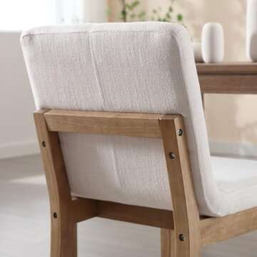 chairus Dining Chairs Armless Fabric Upholstered Kitchen & Dining Room Chairs Set of 2, Mid-Century Modern Side Chair with Natural Solid Wood Legs for Dining Room Restaurant - Linen Beige