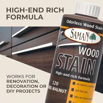 SamaN Interior Water Based Wood Stain - Dark Walnut for Stunning Furniture Makeovers