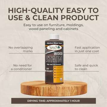 SamaN Water Based Dark Walnut Wood Stain in 12 oz