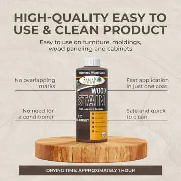 SamaN Water Based Dark Walnut Wood Stain in 12 oz