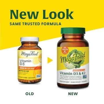 MegaFood Vitamin D3 5000 IU with K2 - Vegan Support for Health