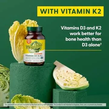 MegaFood Vitamin D3 5000 IU with K2 - Vegan Support for Health