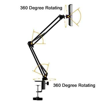 Tablet Bed Desk Holder for 4-13" Device, woleyi 360° Flexible Long Arm Mount Clamp, Adjustable Lazy Stand for iPad 12.9 10.5 9.7 iPad Mini Air 4 3 2, Nintendo Switch, Xbox, E-Reader, iPhone, Phone etc
