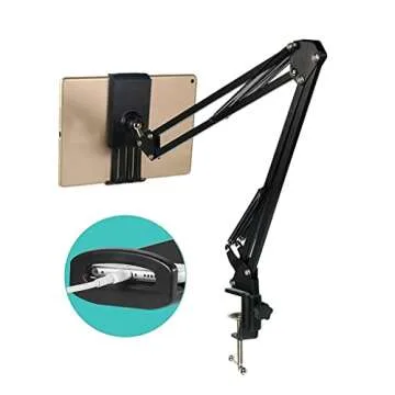 Tablet Bed Desk Holder for 4-13" Device, woleyi 360° Flexible Long Arm Mount Clamp, Adjustable Lazy Stand for iPad 12.9 10.5 9.7 iPad Mini Air 4 3 2, Nintendo Switch, Xbox, E-Reader, iPhone, Phone etc
