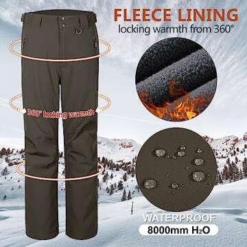 Waterproof Fleece Lined Hiking Snow Pants for Men