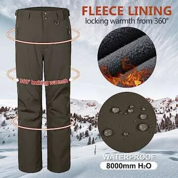 Waterproof Fleece Lined Hiking Snow Pants for Men