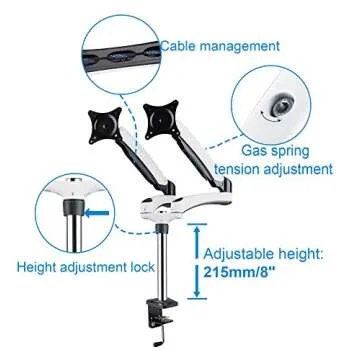 Full Motion Dual Monitor Mount with Height Adjustment