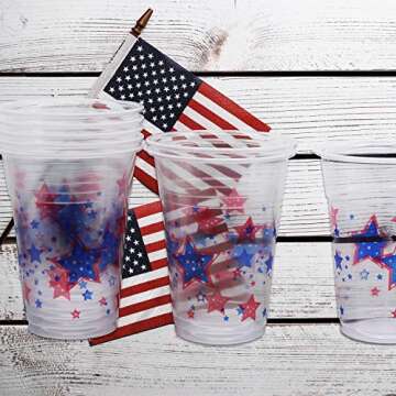 Party Essentials Patriotic Cups for Celebrations, 20 Count