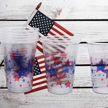 Party Essentials Patriotic Cups for Celebrations, 20 Count