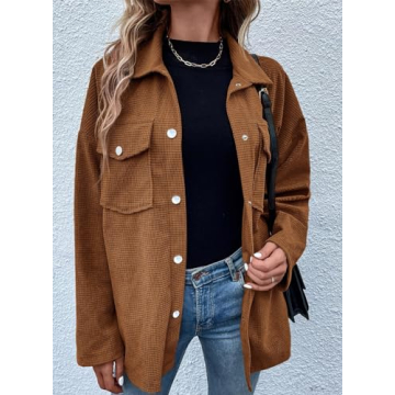 Astylish Women’s Waffle Knit Shacket for Fall 2024