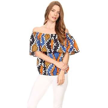 Sakkas Amai Off-Shoulder Ankara Blouse - Stylish & Versatile