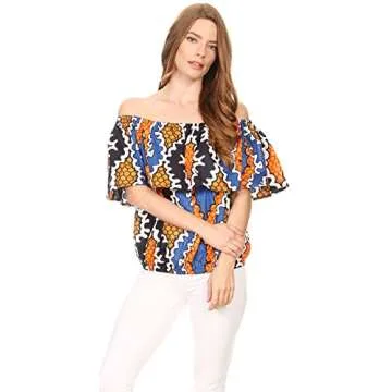 Sakkas Amai Off-Shoulder Ankara Blouse - Stylish & Versatile