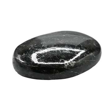 Nuummite Crystals and Healing Stones - Large Palm Stone Crystals Piedra - Crystal for Good Luck, Balanced Positive Energy, Meditation - Unique Stocking Stuffers and Birthday Gifts for Women, Men
