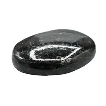 Nuummite Crystals and Healing Stones - Large Palm Stone Crystals Piedra - Crystal for Good Luck, Balanced Positive Energy, Meditation - Unique Stocking Stuffers and Birthday Gifts for Women, Men