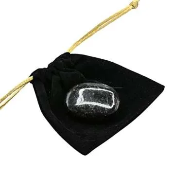 Nuummite Crystals and Healing Stones - Large Palm Stone Crystals Piedra - Crystal for Good Luck, Balanced Positive Energy, Meditation - Unique Stocking Stuffers and Birthday Gifts for Women, Men