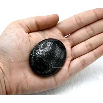 Nuummite Crystals and Healing Stones - Large Palm Stone Crystals Piedra - Crystal for Good Luck, Balanced Positive Energy, Meditation - Unique Stocking Stuffers and Birthday Gifts for Women, Men