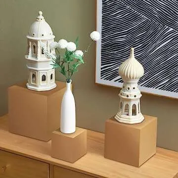 BBTO 6 Pcs Gold Buffet Risers Wood Display Table Stand for Food Wood Cube Box Display Set Nesting Risers Buffet Cake Table Food Stand Boxes for Weddings Home Countertop Jewelry Decor