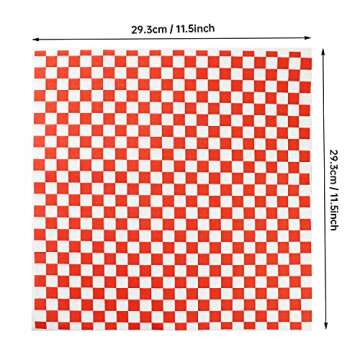 Oomcu 200 Sheets Red and White Checkered Dry Waxed Deli Paper Sheets, Paper Liners for Plastic Food ...