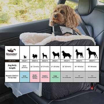 Snoozer Dog Car Seat with Storage Tray: Lookout II Car Seat for Small Dogs Under 25lbs, Size: Medium, Fabric: Birch Diamond, Pet Car Seat to Alleviate Car Sickness for Dogs, Removable Washable Cover