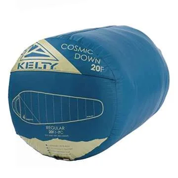Kelty Cosmic 20 Degree 550 Down Fill Sleeping Bag for 3 Season Camping, Premium Thermal Efficiency, Soft to Touch, Large Footbox, Compression Stuff Sack (Short)